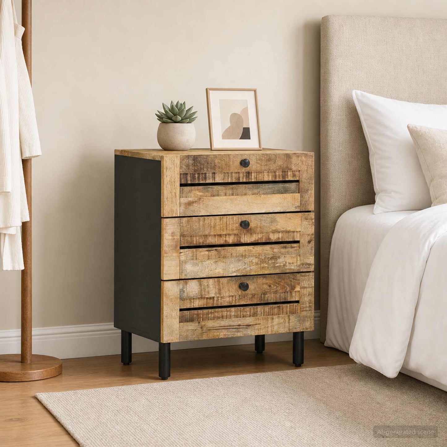 Nattbord Naturlig 50 x 33 x 62 cm Massiv mango tre