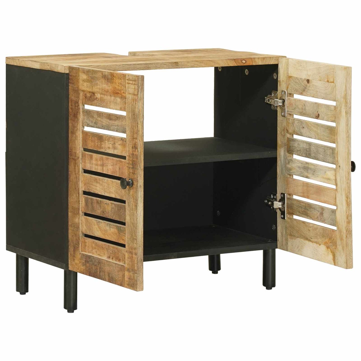 Vaskeskap Brun og svart 62 x 33 x 58 cm Massiv mango tre