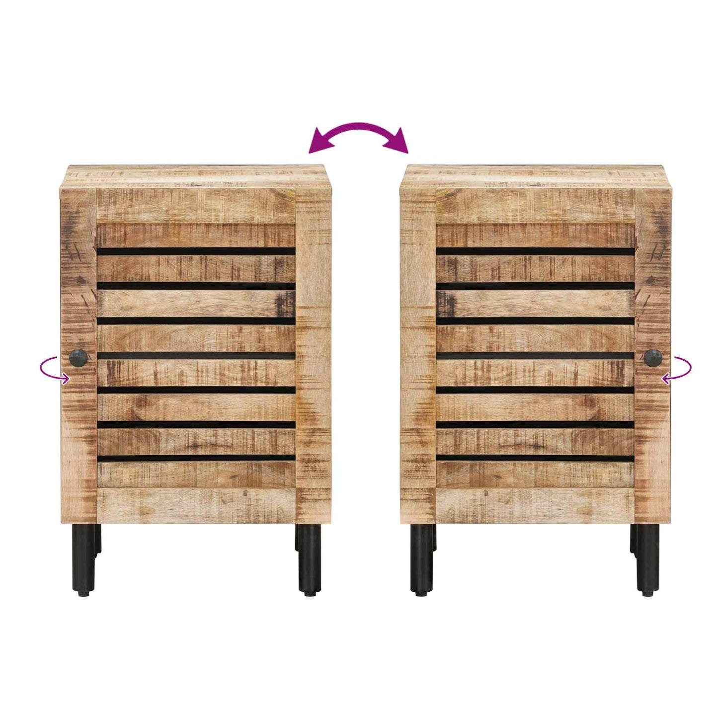 Baderomsskap Brun og svart 38 x 33,5 x 58 cm Massiv mango tre
