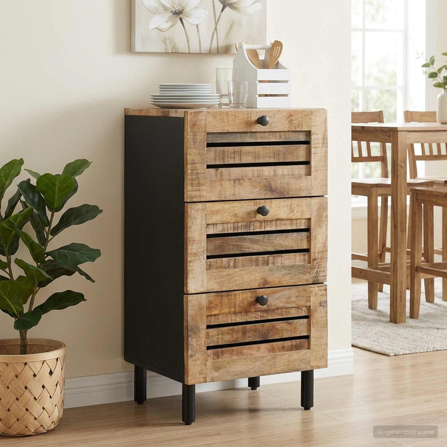 Oppbevaringsskap Naturlig 40 x 33 x 75 cm Massiv mango tre