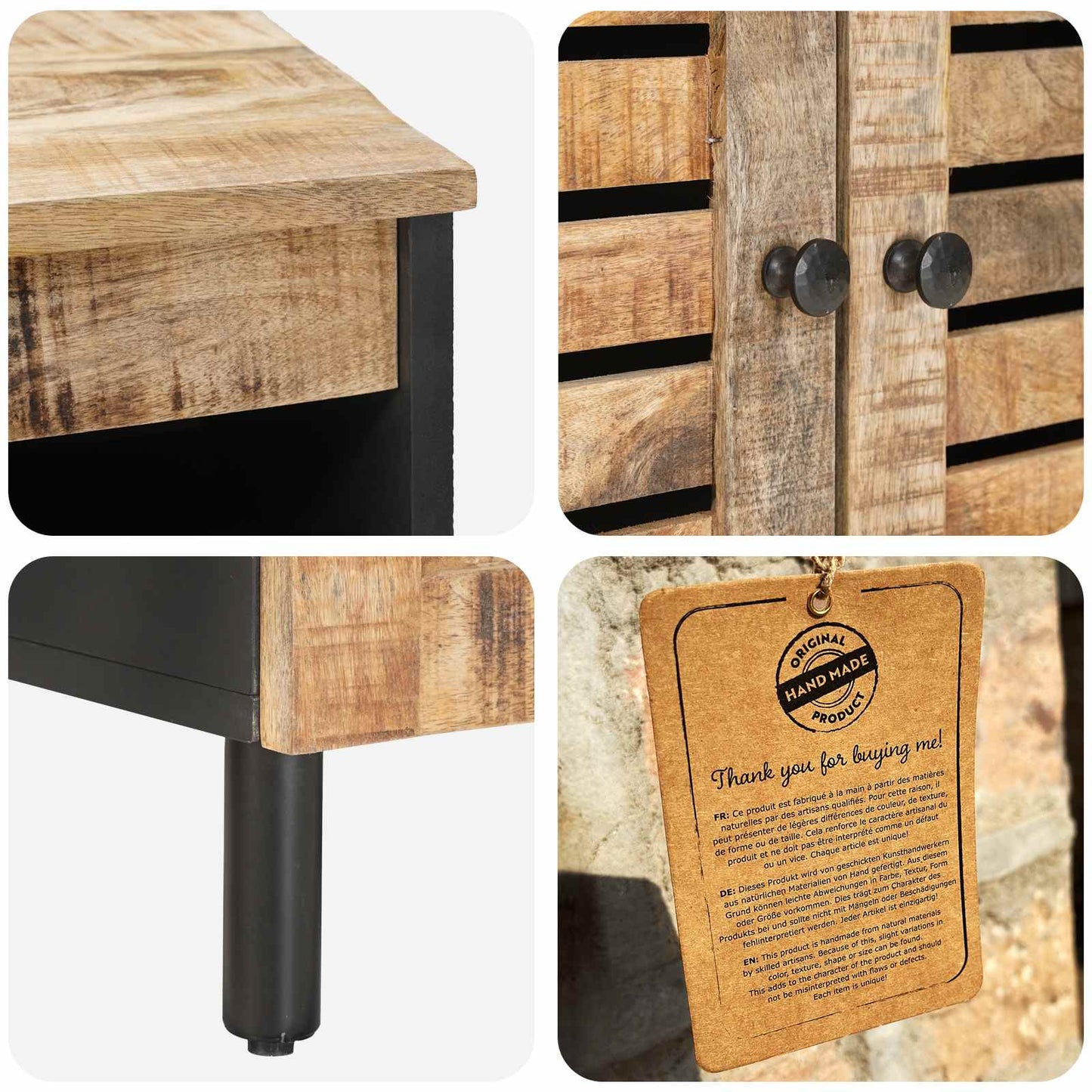 Oppbevaringsskap Naturlig 60 x 33 x 75 cm Massiv mango tre