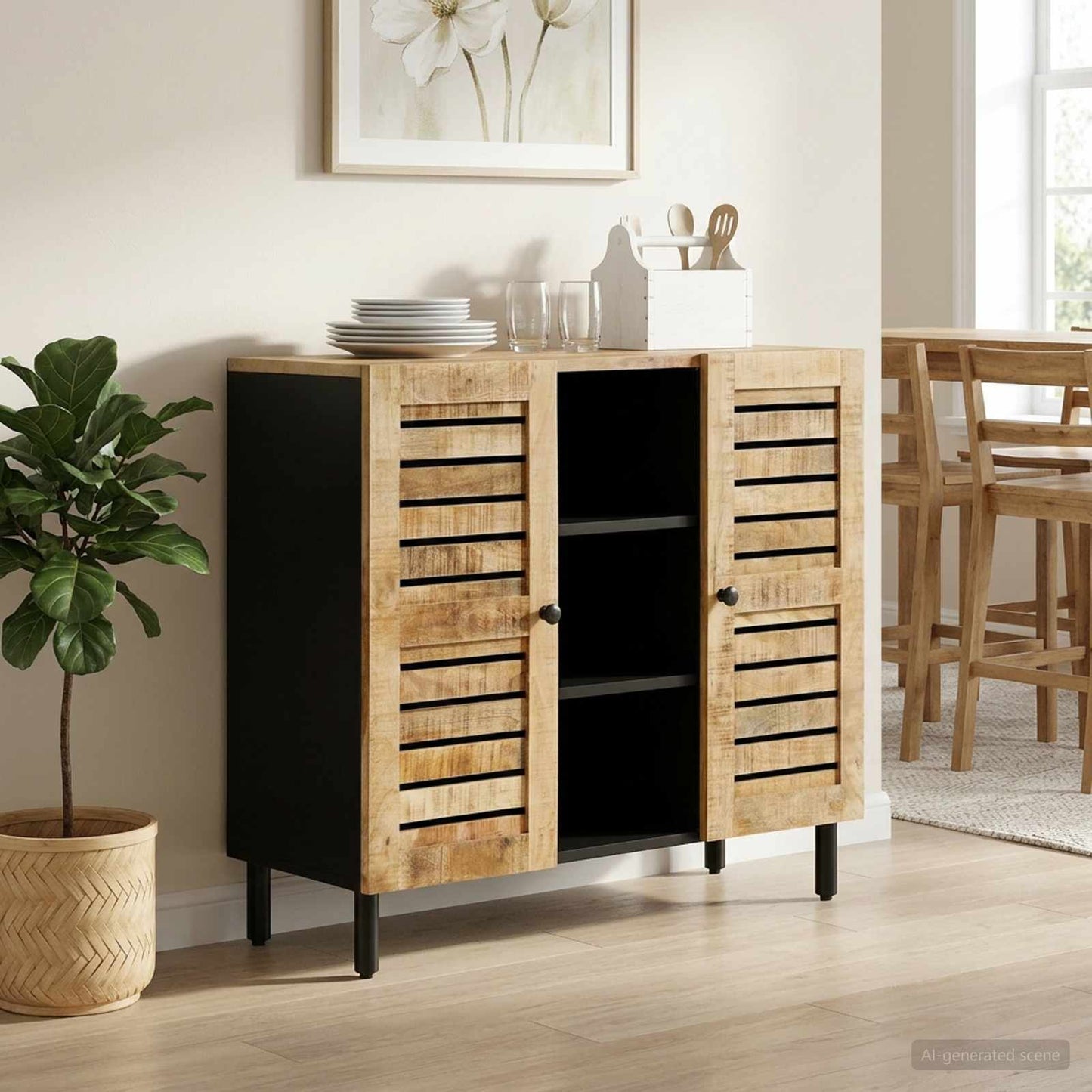 Oppbevaringsskap Naturlig 90 x 33 x 75 cm Massiv mango tre