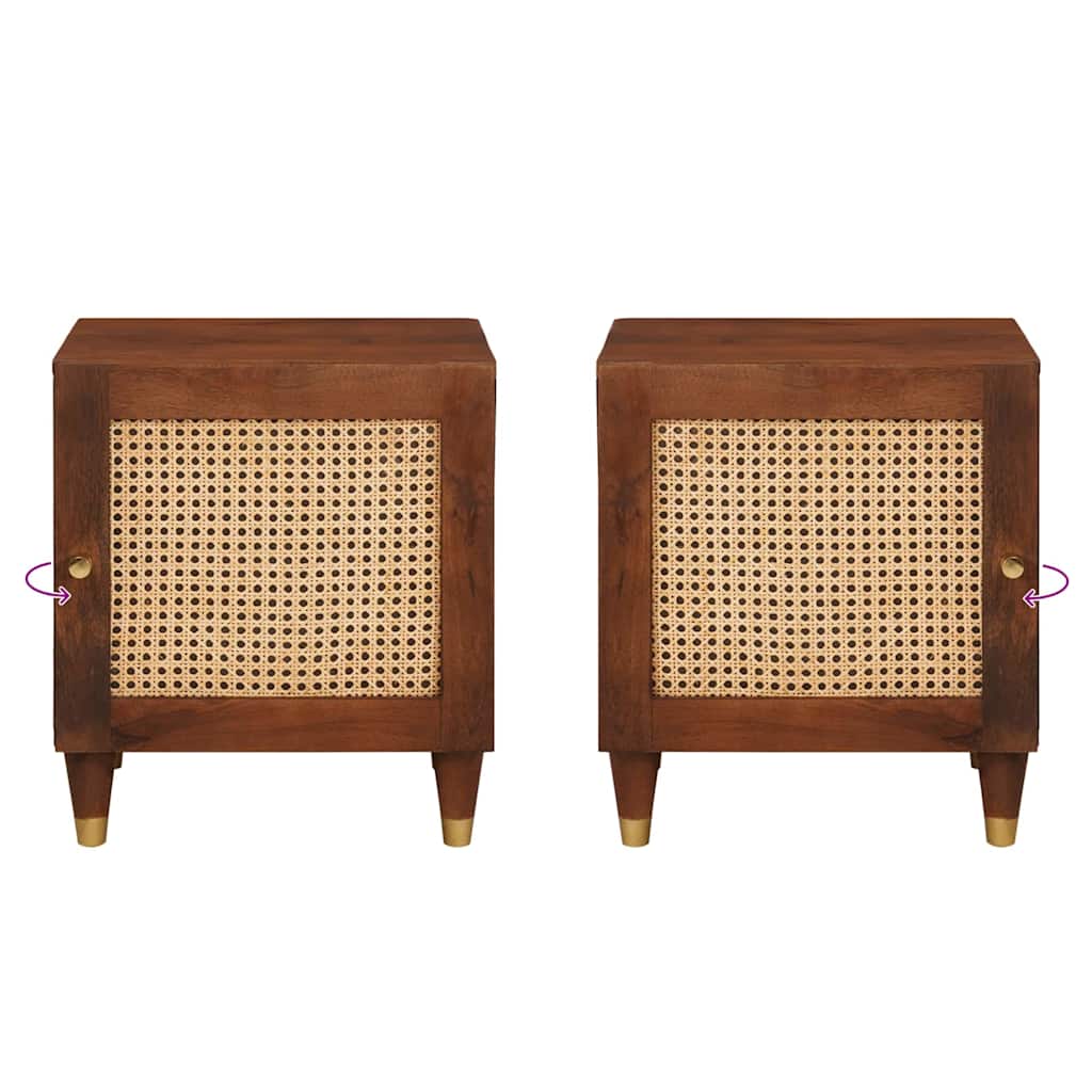 Nattbordskap 2 pcs Brun 40 x 33,5 x 46 cm Massivt akasietre