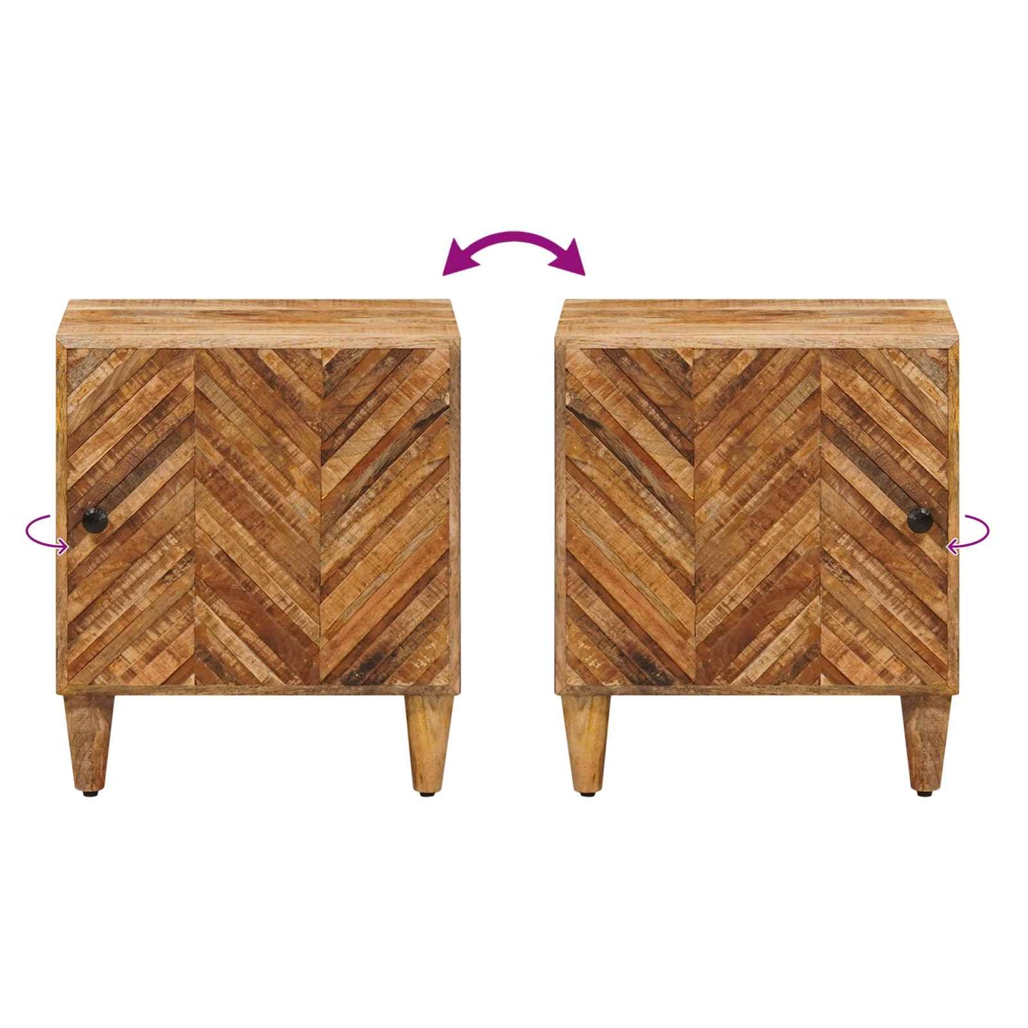 Nattbord 2 pcs Brun 40 x 33,5 x 46 cm Massiv mango tre