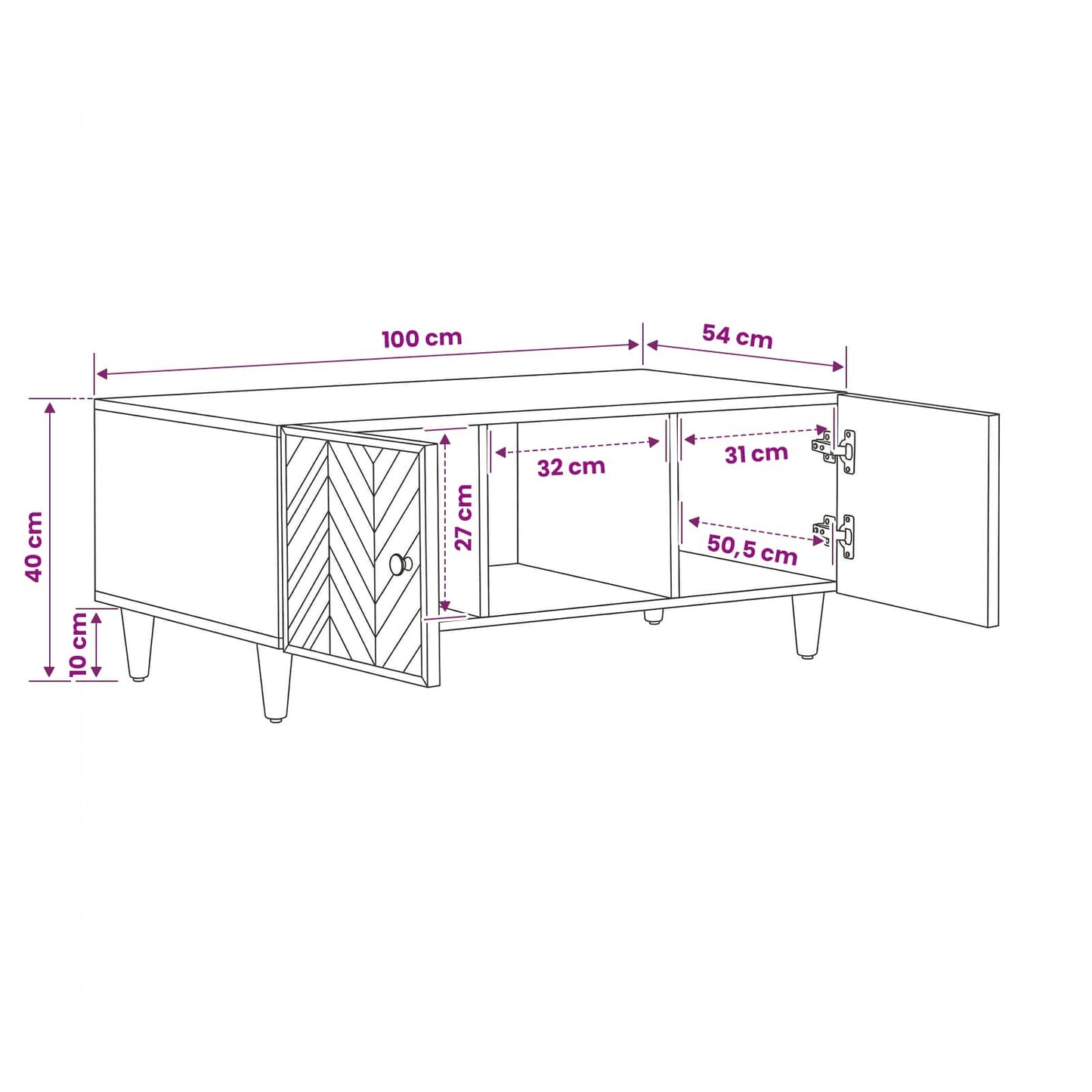 Kaffebord Brun 100 x 54 x 40 cm Massiv mango tre