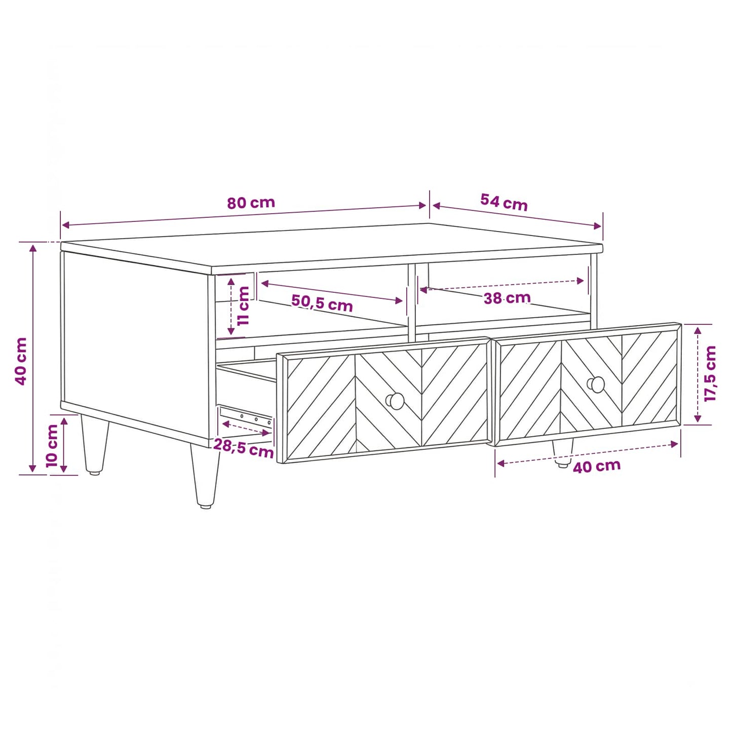 Kaffebord Brun 80 x 54 x 40 cm Massiv mango tre