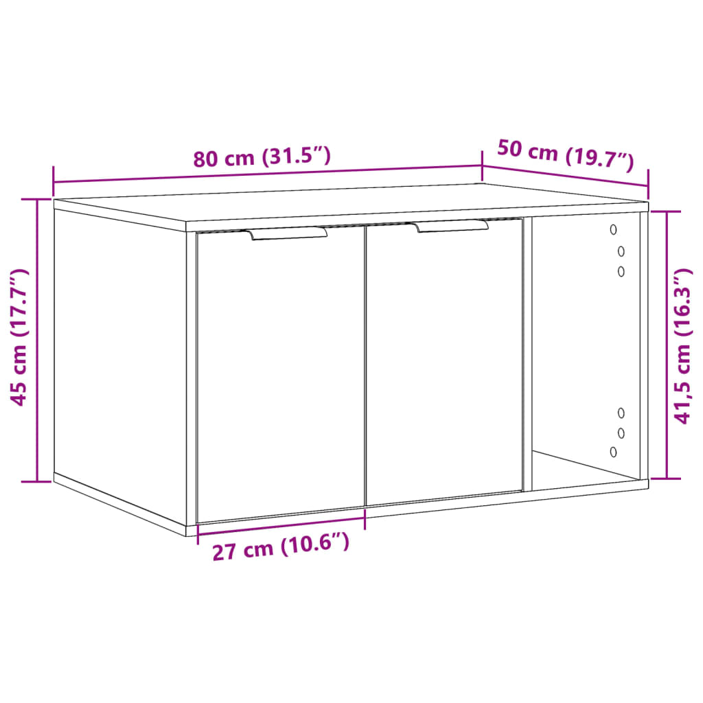 Skap til kattetoalett sonoma eik 80x50x45 cm konstruert tre vidaXL