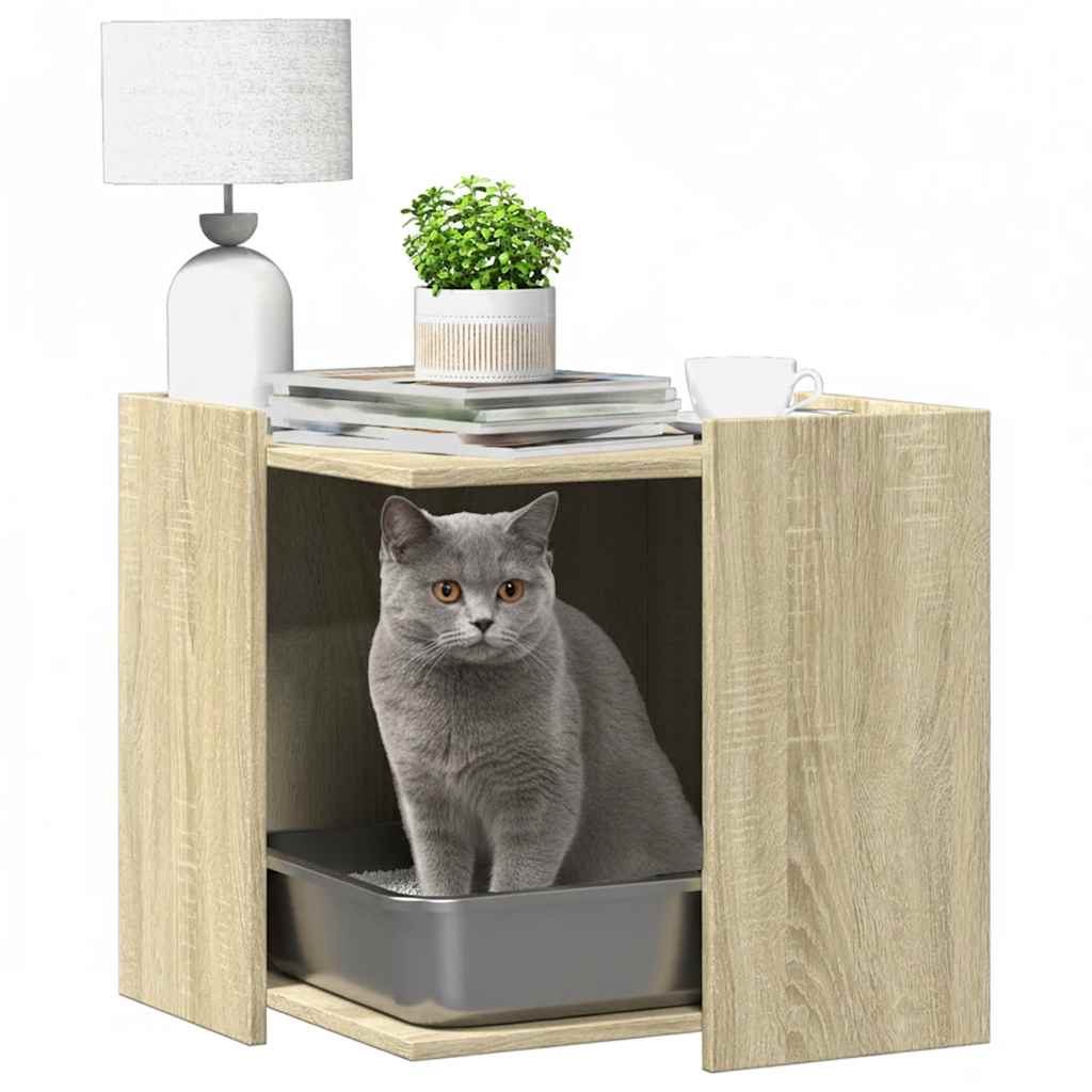 Skap til kattetoalett sonoma eik 53x53x51 cm konstruert tre