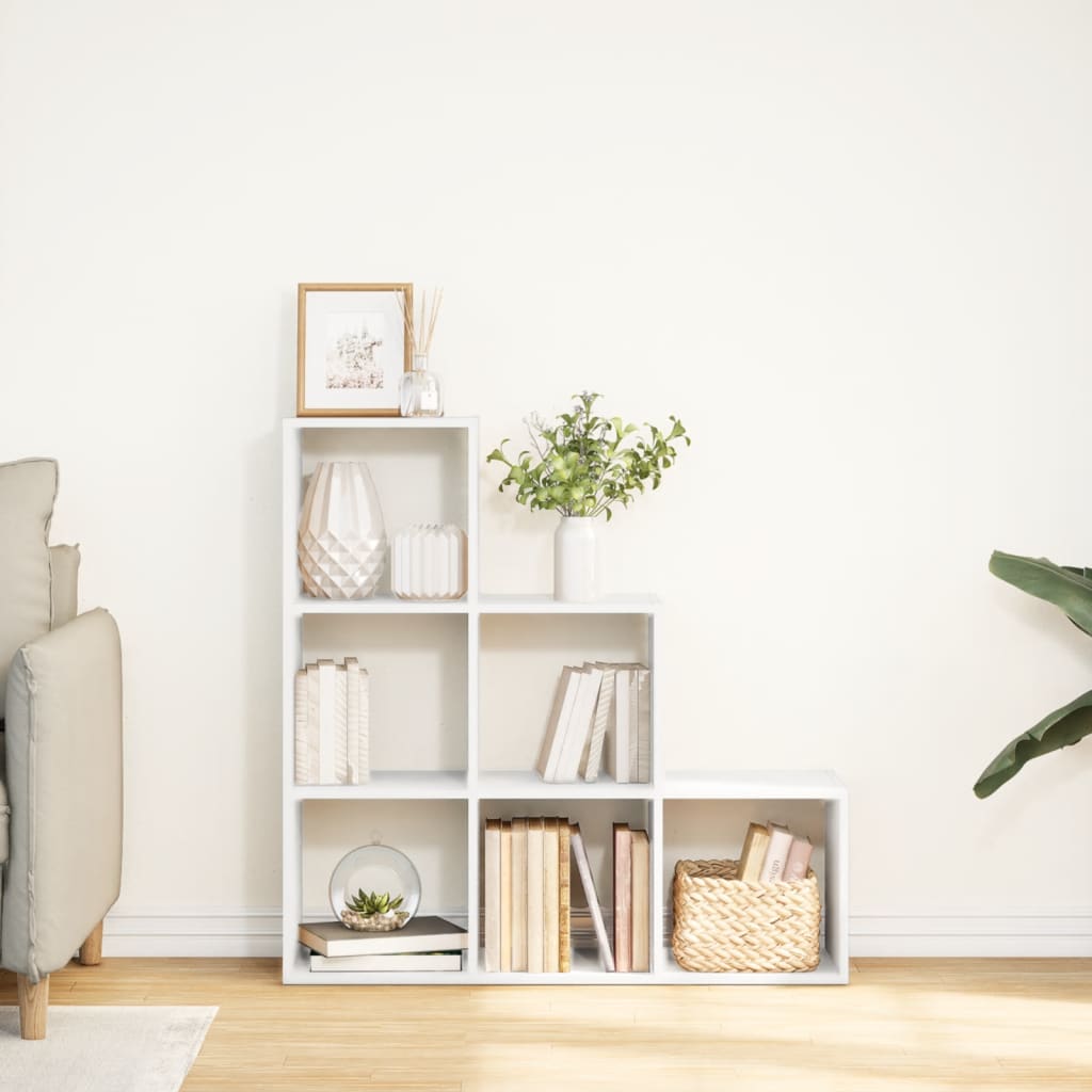Romdeler bokhylle 3-etasjers hvit 99x29x99 cm konstruert tre