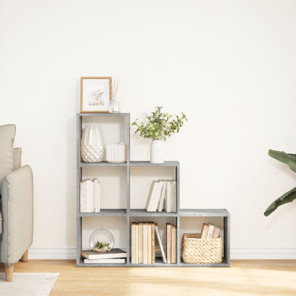 Romdeler bokhylle 3 etasjer betonggrå 99x29x99cm konstruert tre