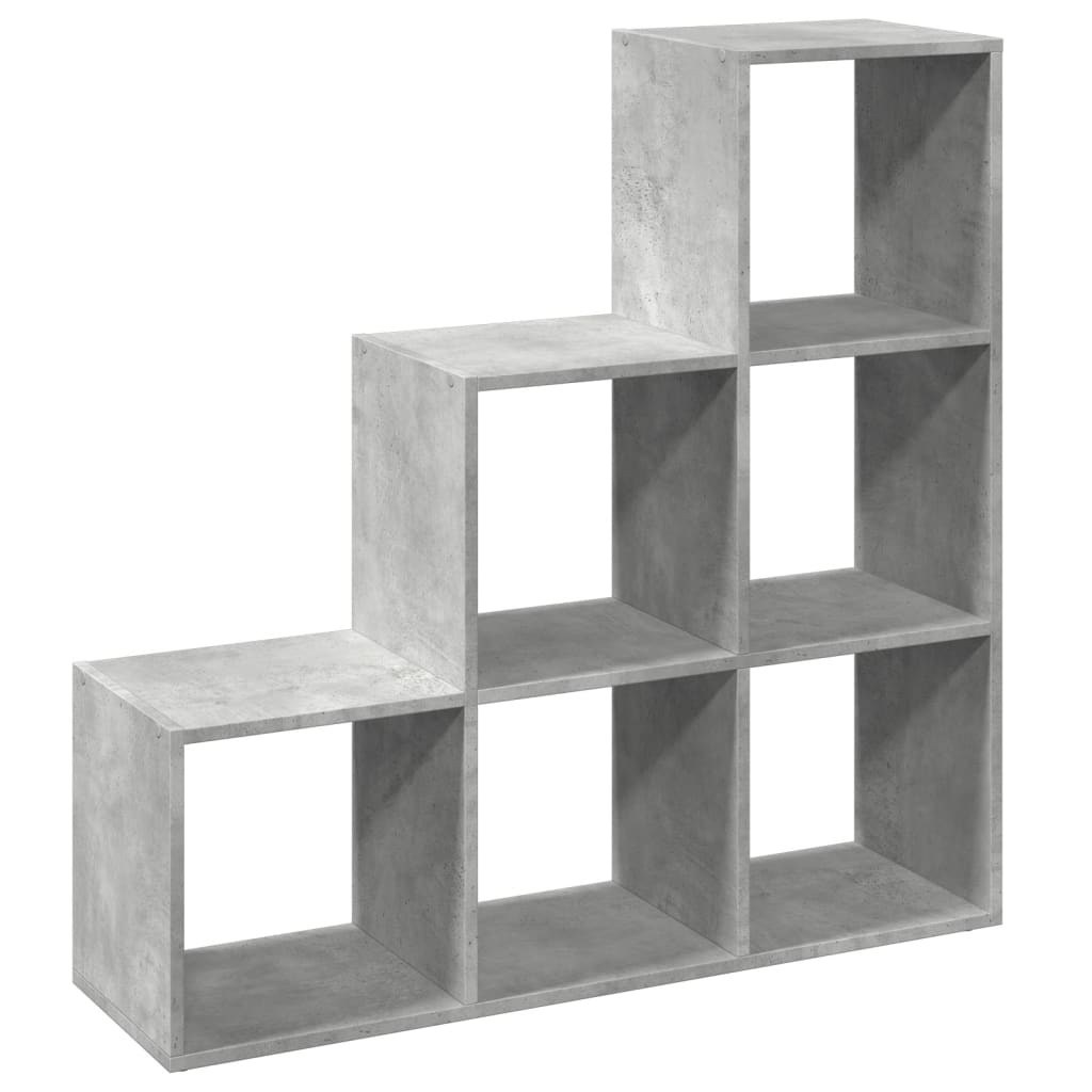 Romdeler bokhylle 3 etasjer betonggrå 99x29x99cm konstruert tre