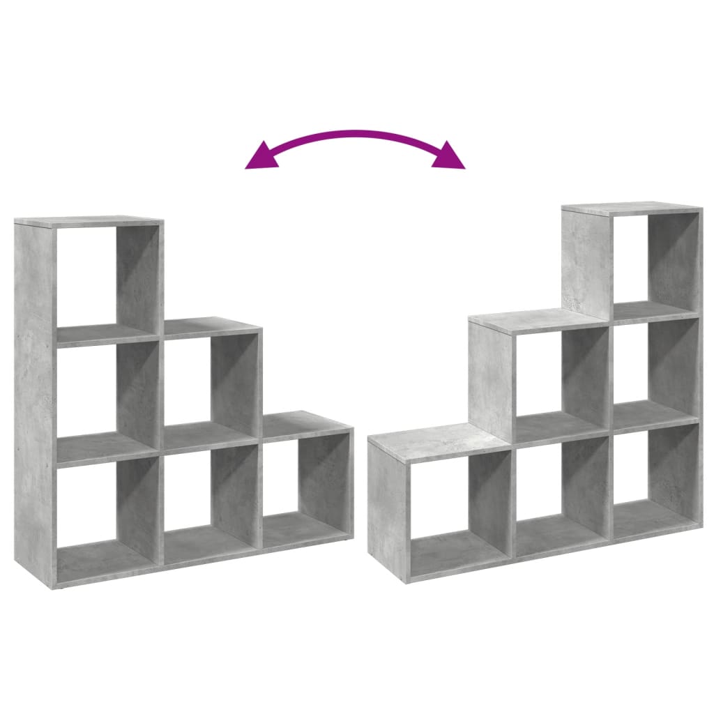 Romdeler bokhylle 3 etasjer betonggrå 99x29x99cm konstruert tre