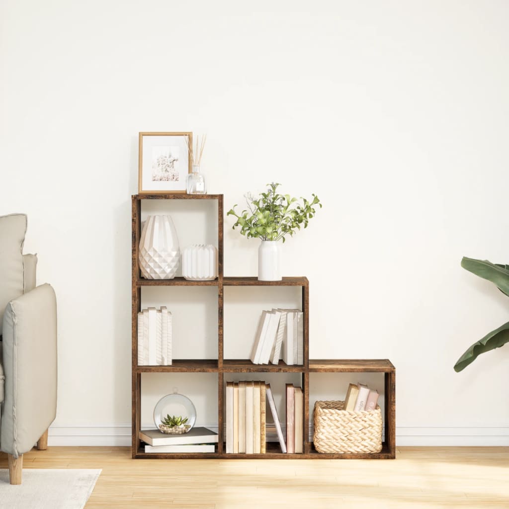 Romdeler bokhylle 3 etasjer svart 99x29x99 cm konstruert tre