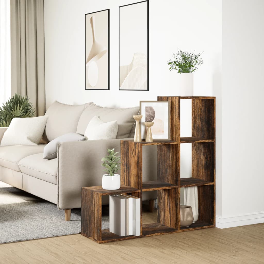 Romdeler bokhylle 3 etasjer svart 99x29x99 cm konstruert tre