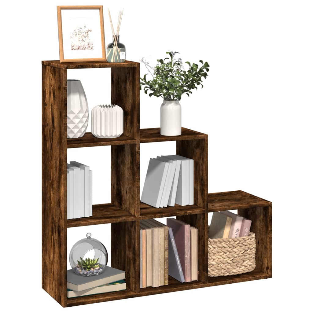 Romdeler bokhylle 3 etasjer svart 99x29x99 cm konstruert tre