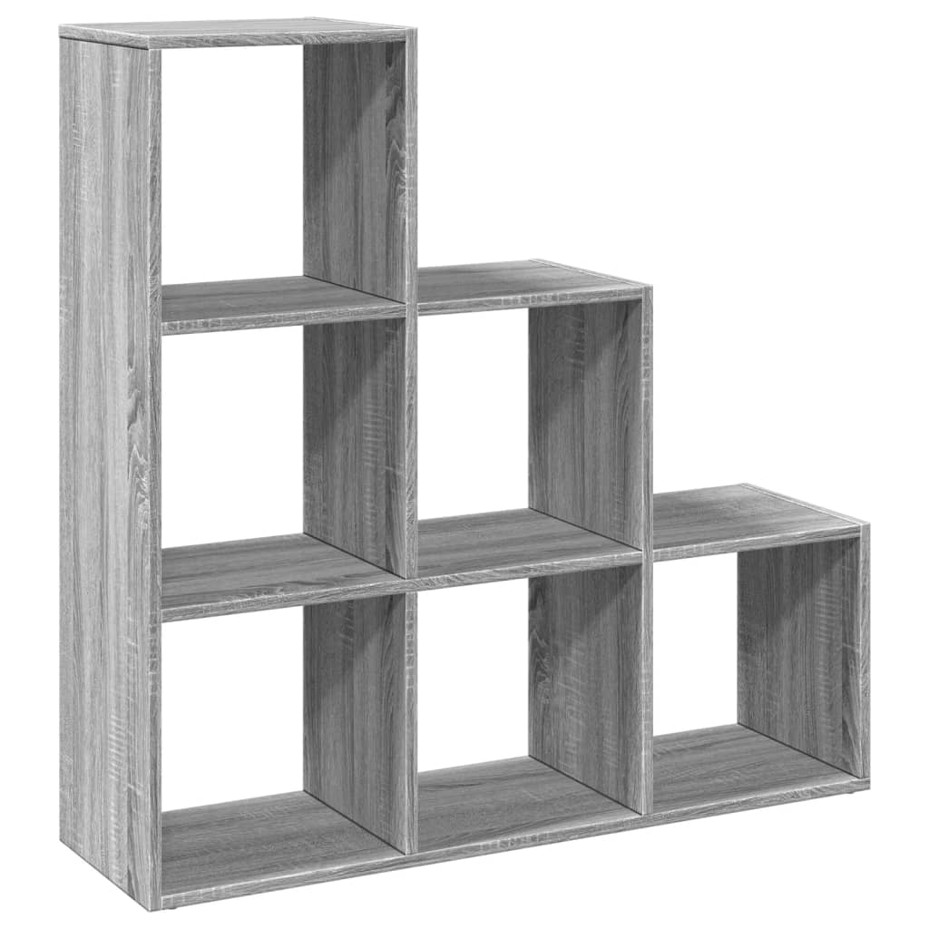 Romdeler bokhylle 3 lag grå sonoma 99x29x99 cm konstruert tre