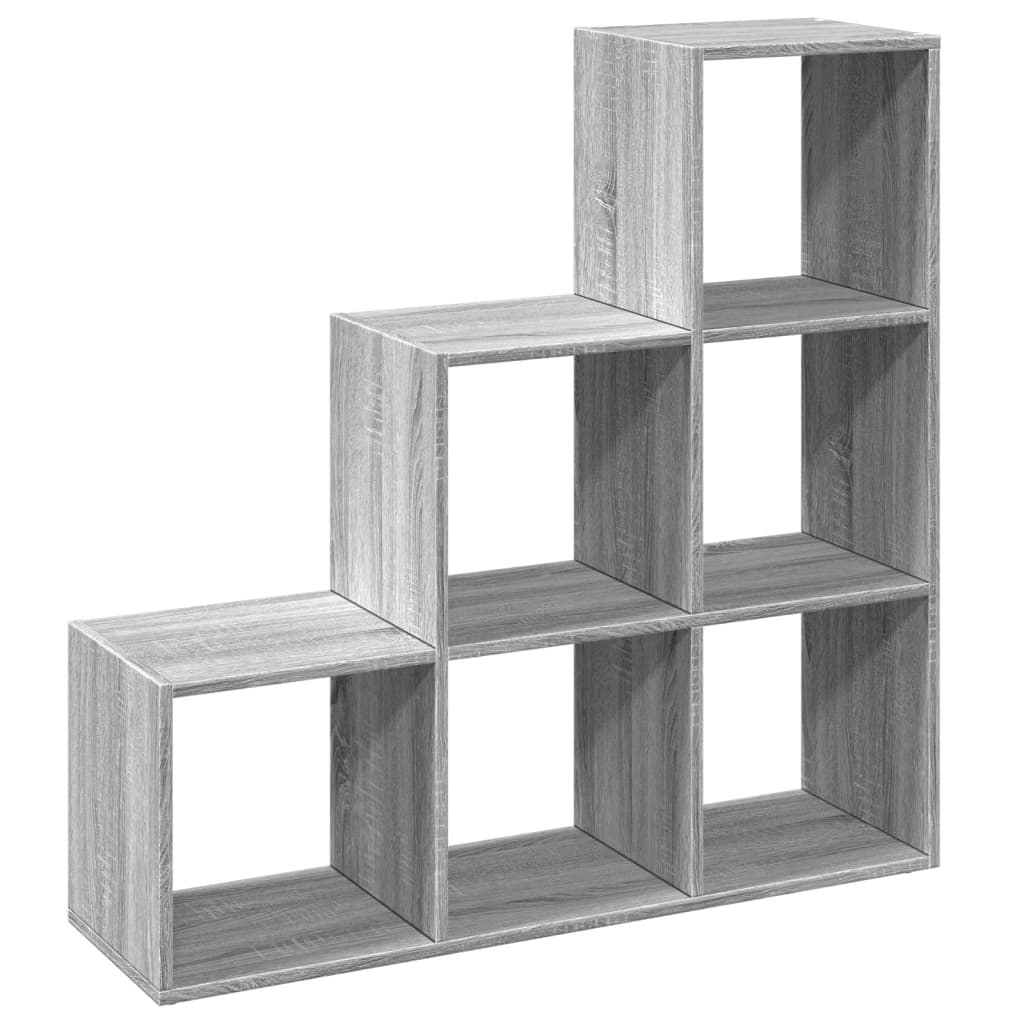 Romdeler bokhylle 3 lag grå sonoma 99x29x99 cm konstruert tre