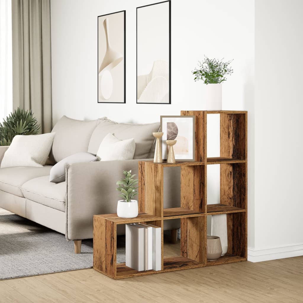 Romdeler bokhylle 3 lag gammelt eik 99x29x99 cm konstruert tre