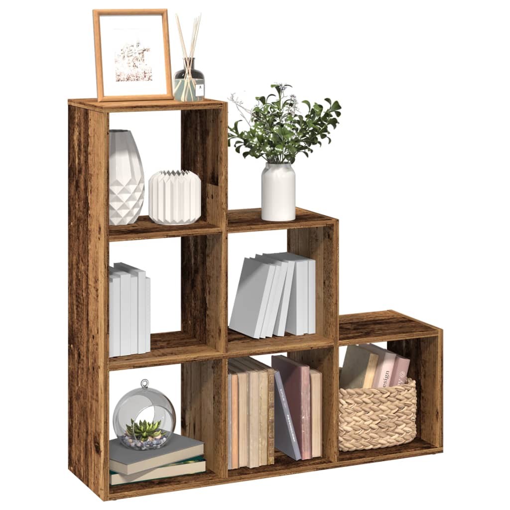 Romdeler bokhylle 3 lag gammelt eik 99x29x99 cm konstruert tre