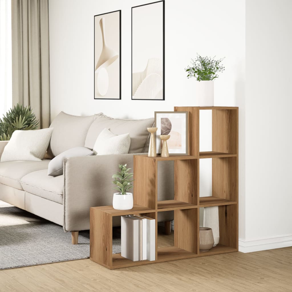 Romdeler bokhylle 3 lag artisan eik 99x29x99 cm konstruert tre