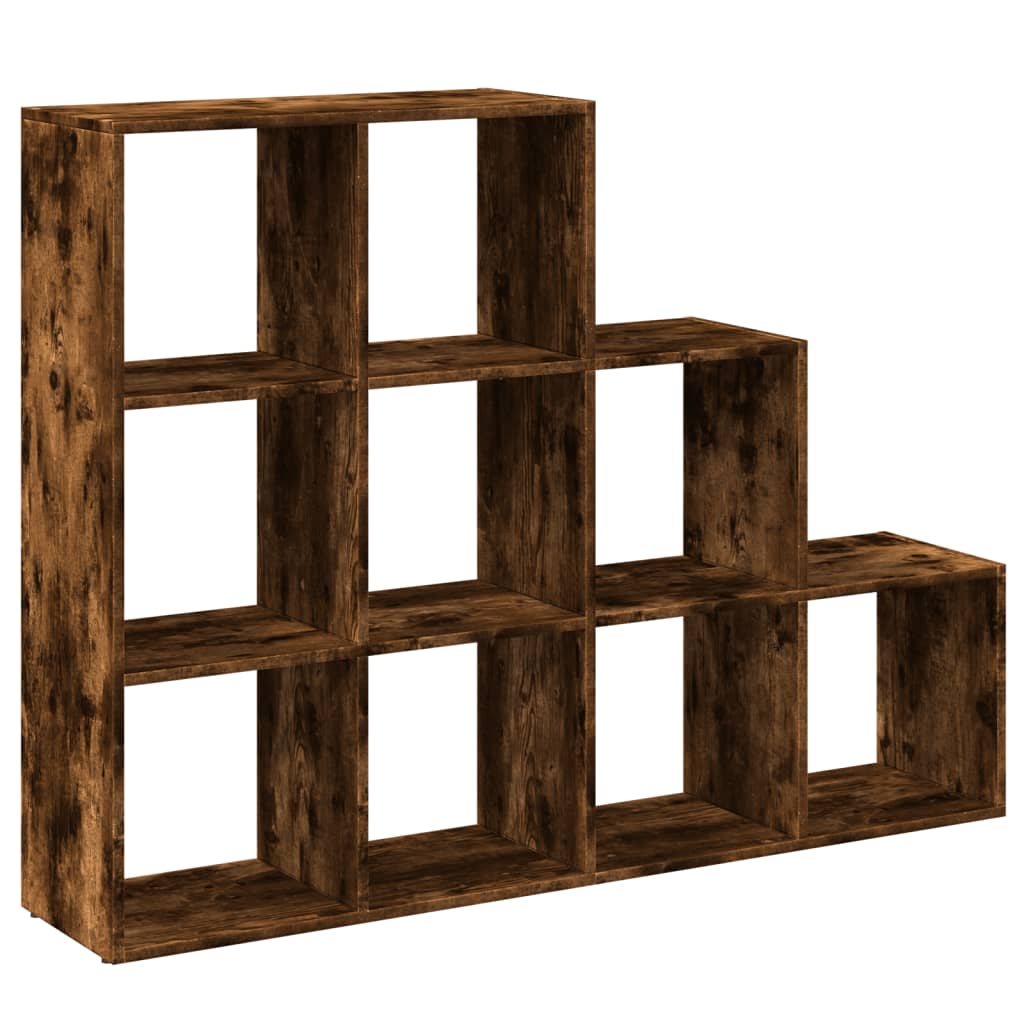 Bokhylle 3 etasjer røkt eik 137,5x29x103,5 cm konstruert tre