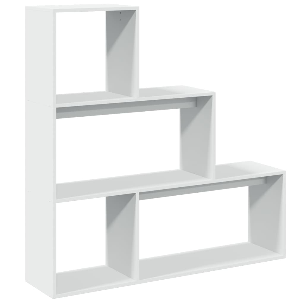Romdeler bokhylle 3 etasjer hvit 123x29x123 cm konstruert tre