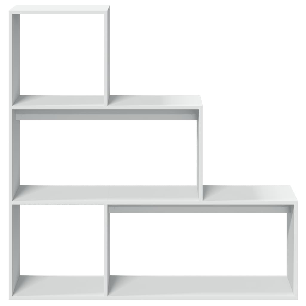 Romdeler bokhylle 3 etasjer hvit 123x29x123 cm konstruert tre