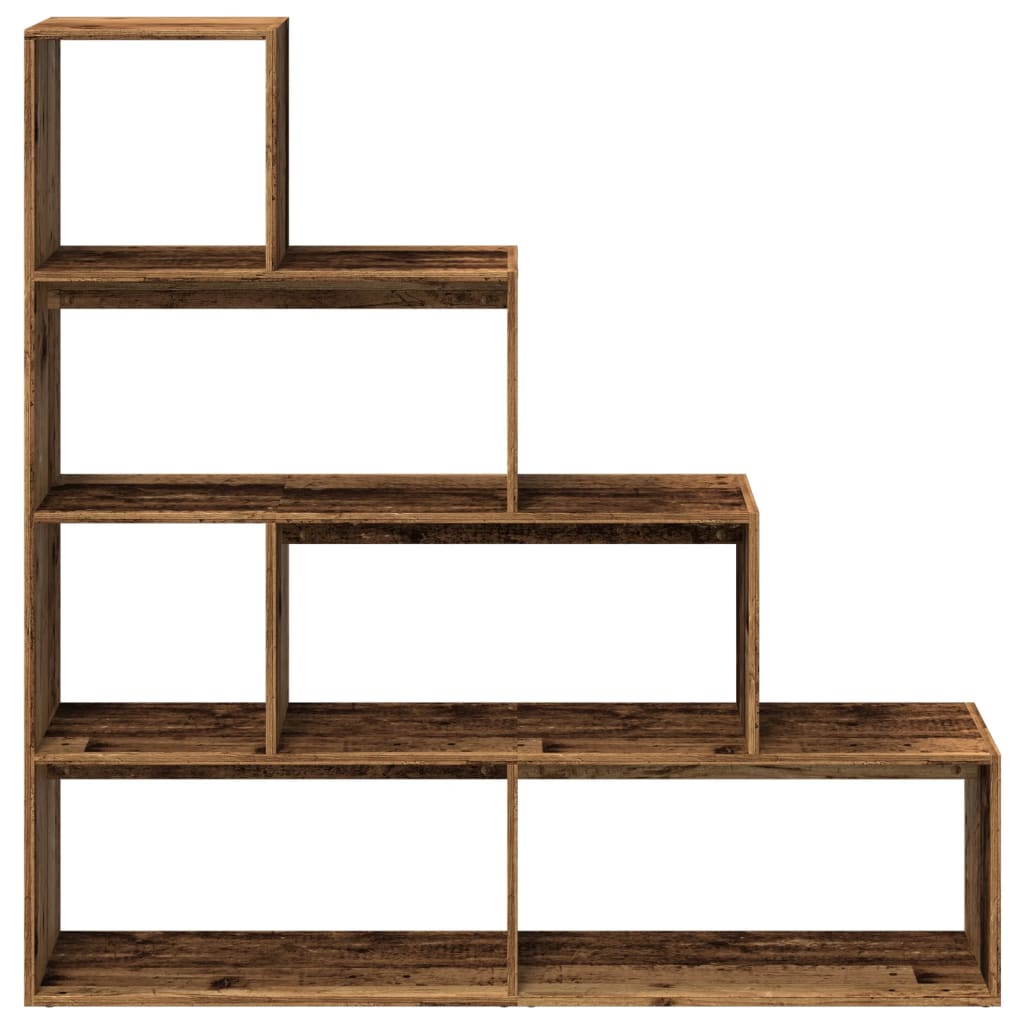 Bokhylle 4 etasjer gammelt eik 143,5x29x143,5 cm konstruert tre
