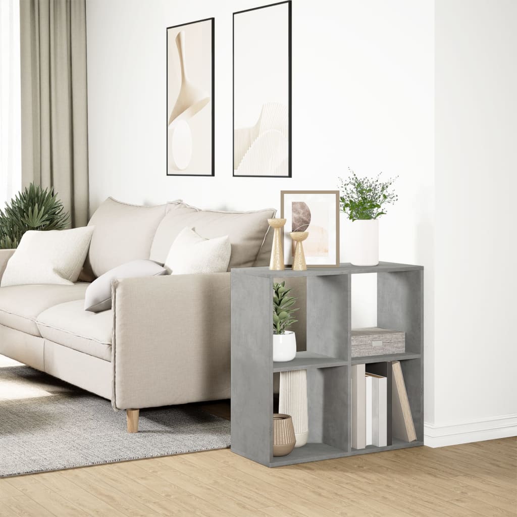 Romdeler bokhylle betonggrå 69,5x29x69,5 cm konstruert tre