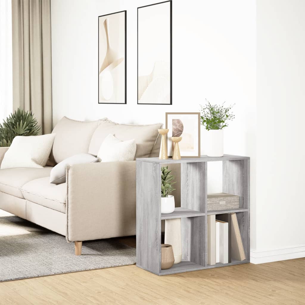 Romdeler bokhylle grå sonoma 69,5x29x69,5 cm konstruert tre