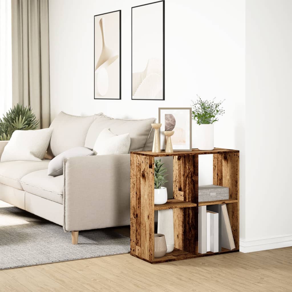 Romdeler bokhylle gammel tre 69,5x29x69,5 cm konstruert tre