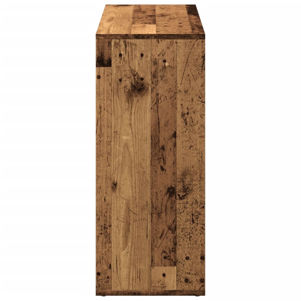 Romdeler bokhylle gammel tre 69,5x29x69,5 cm konstruert tre
