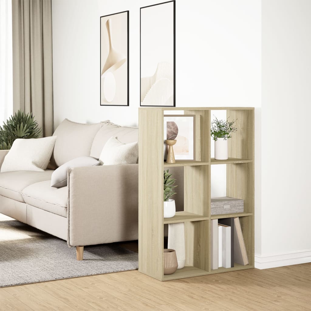 Romdeler bokhylle sonoma eik 69,5x29x103,5 cm konstruert tre