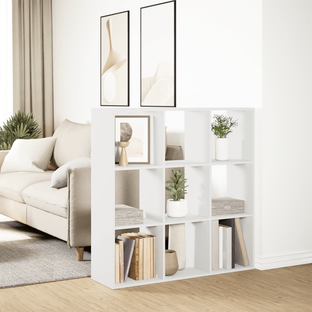 Romdeler bokhylle hvit 102x29x103,5 cm konstruert tre