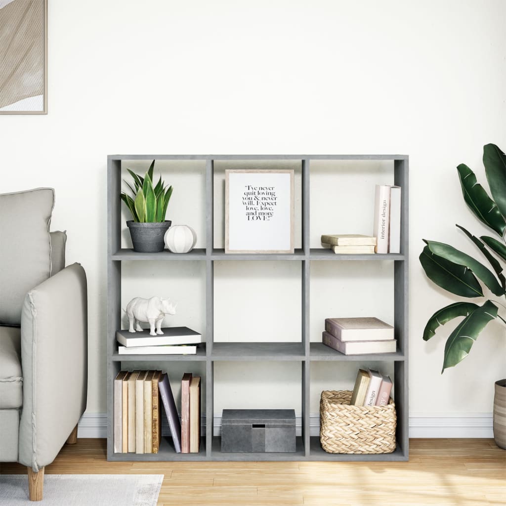 Romdeler bokhylle betonggrå 102x29x103,5 cm konstruert tre