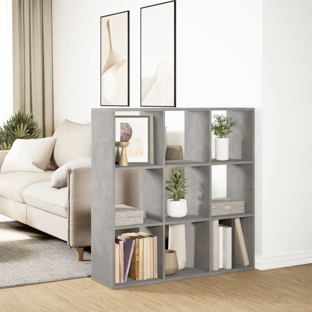 Romdeler bokhylle betonggrå 102x29x103,5 cm konstruert tre