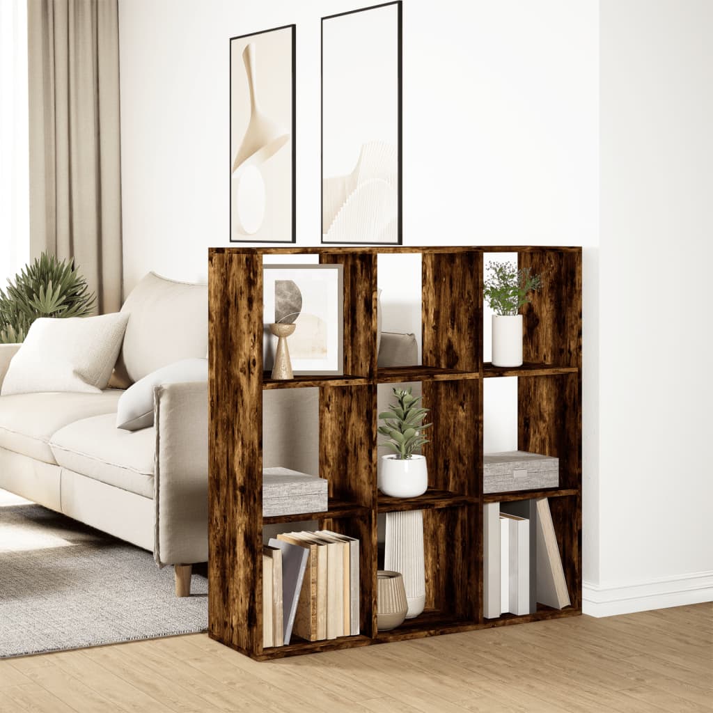 Romdeler bokhylle røkt eik 102x29x103,5 cm konstruert tre