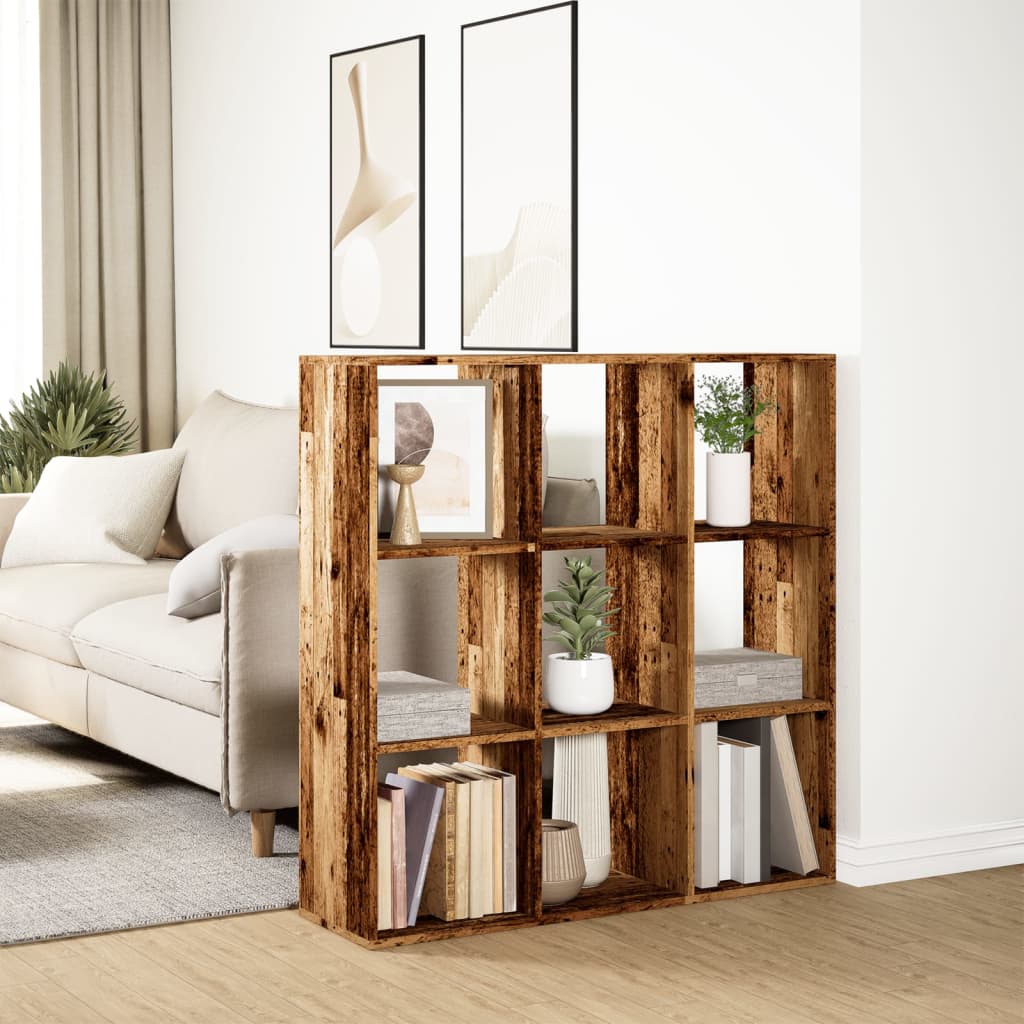 Romdeler bokhylle gammel tre 102x29x103,5 cm konstruert tre