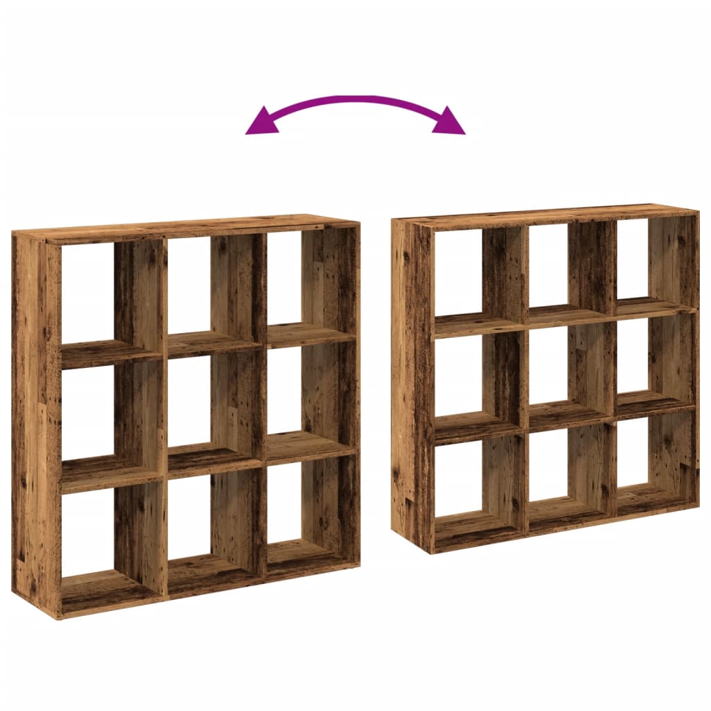 Romdeler bokhylle gammel tre 102x29x103,5 cm konstruert tre