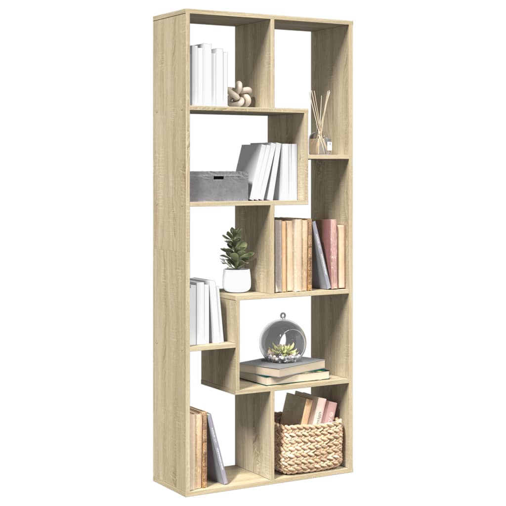Romdeler bokhylle sonoma eik 67x25x161,5 cm konstruert tre