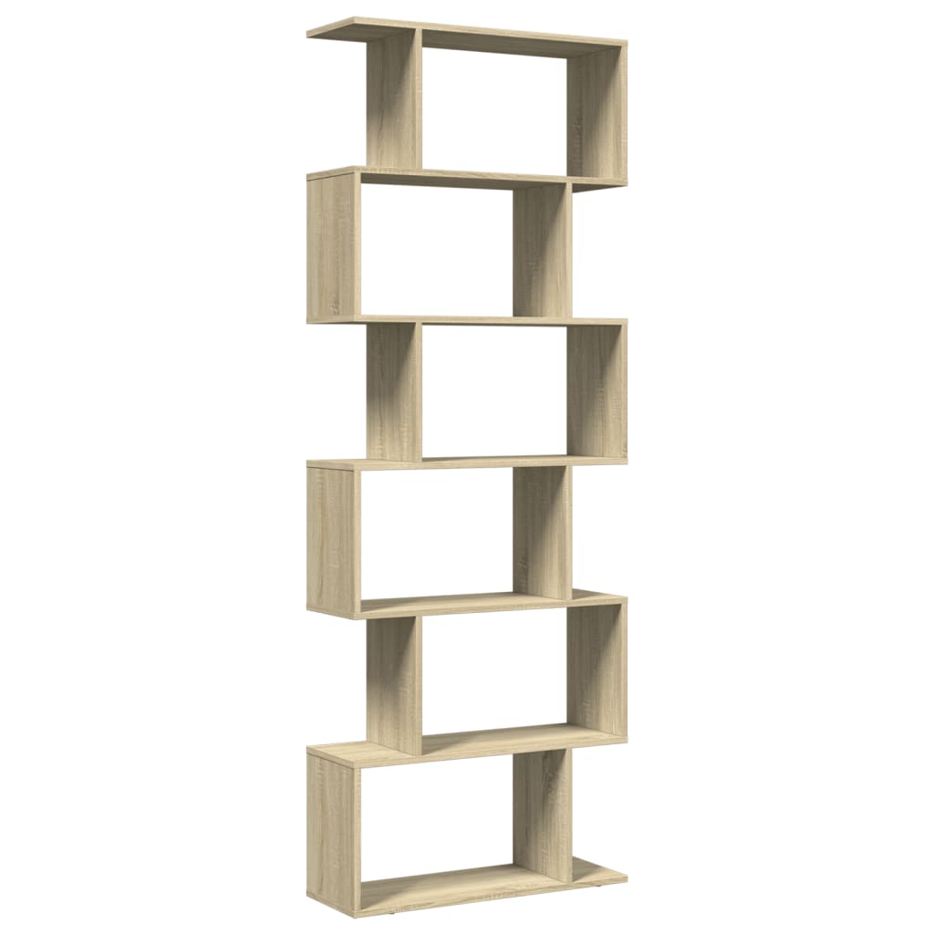 Romdeler bokhylle 6 lag sonoma eik 70x24x193 cm konstruert tre