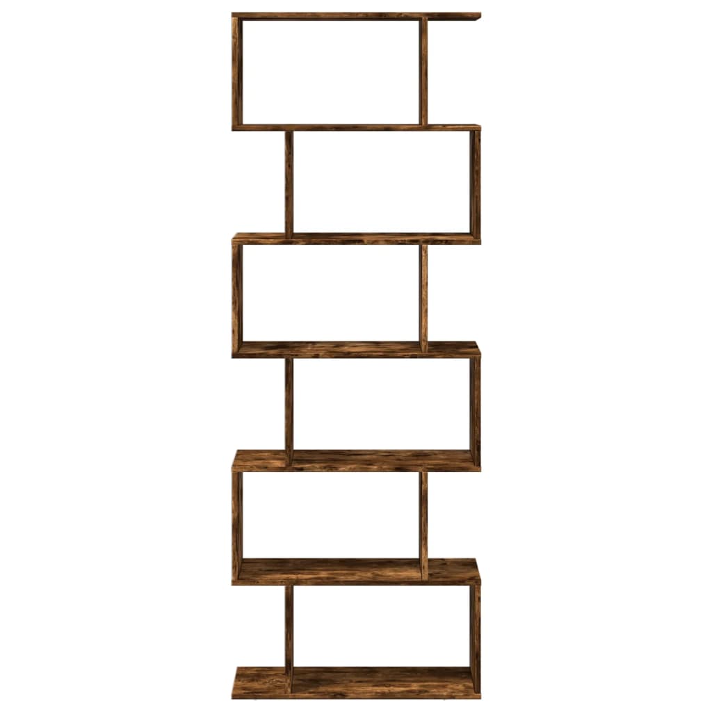 Romdeler bokhylle 6 lag røkt eik 70x24x193 cm konstruert tre
