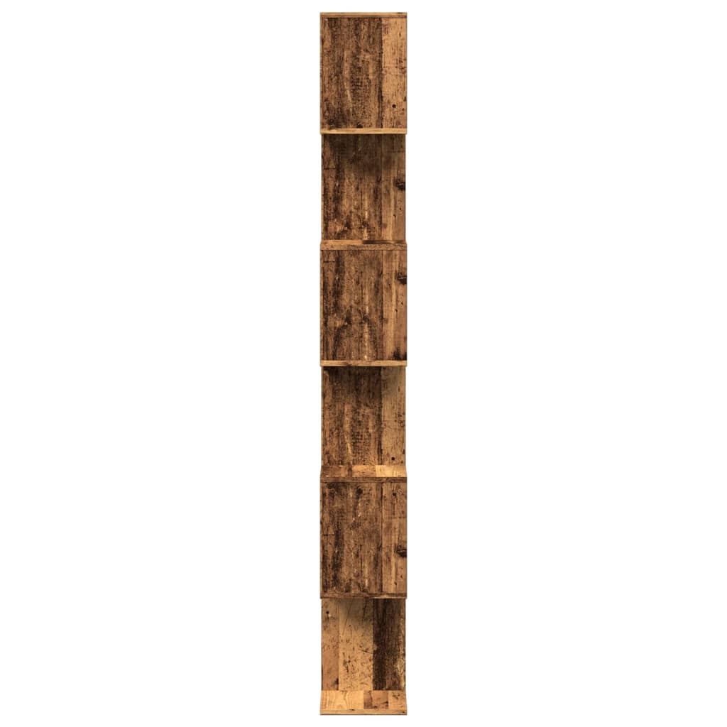 Romdeler bokhylle 6 lag gammelt tre 70x24x193 cm konstruert tre