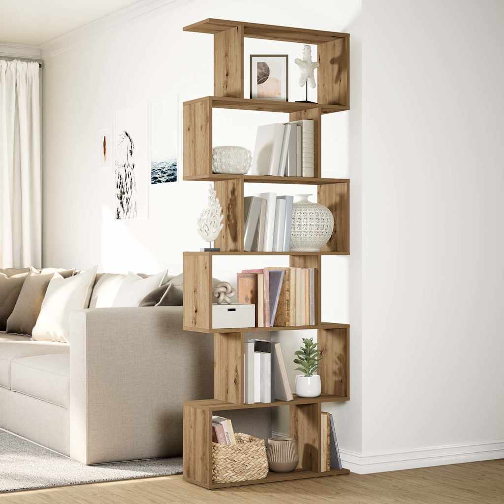 Romdeler bokhylle 6 lag artisan eik 70x24x193 cm konstruert tre