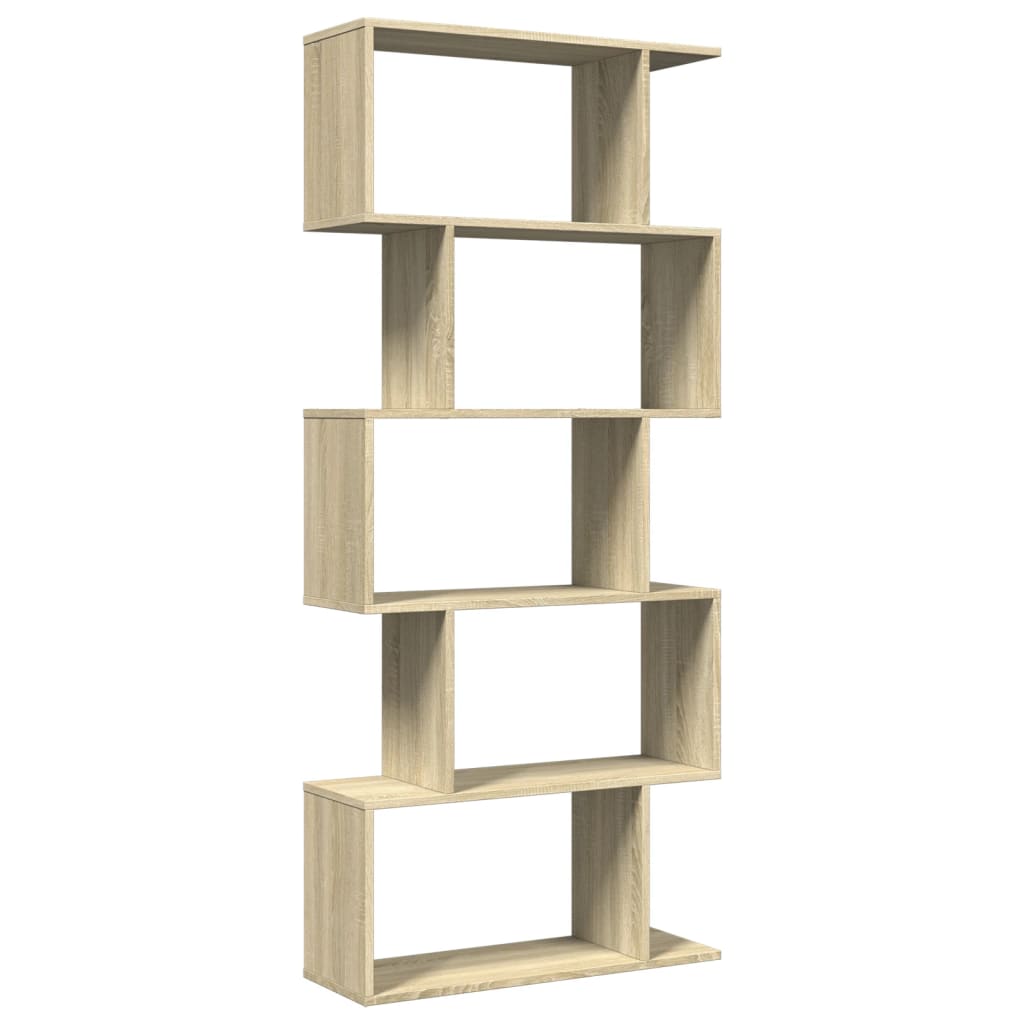 Romdeler bokhylle 5 lag sonoma eik 70x24x161 cm konstruert tre