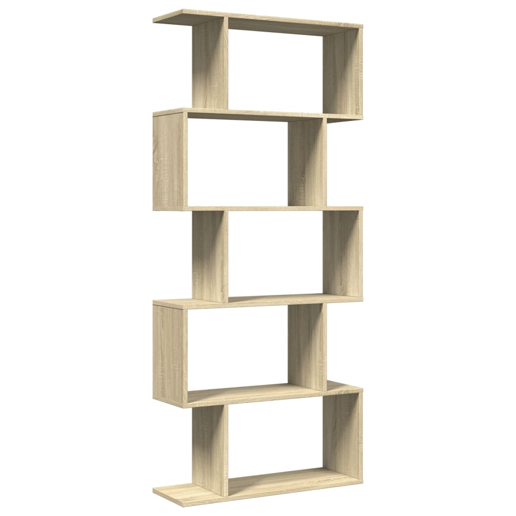 Romdeler bokhylle 5 lag sonoma eik 70x24x161 cm konstruert tre