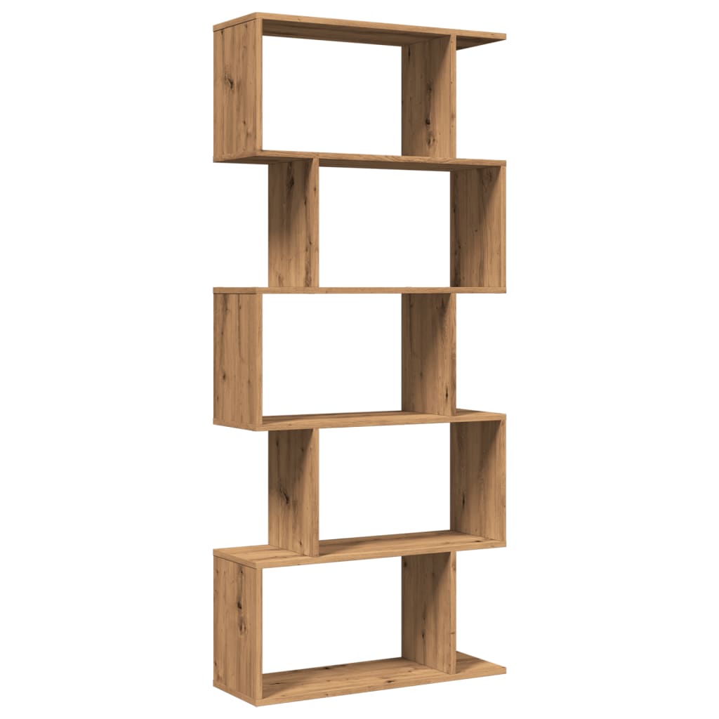 Romdeler bokhylle 5 lag artisan eik 70x24x161 cm konstruert tre