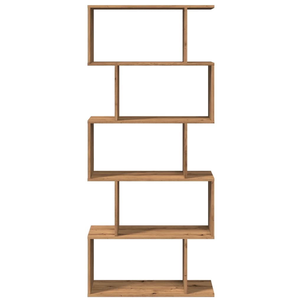Romdeler bokhylle 5 lag artisan eik 70x24x161 cm konstruert tre