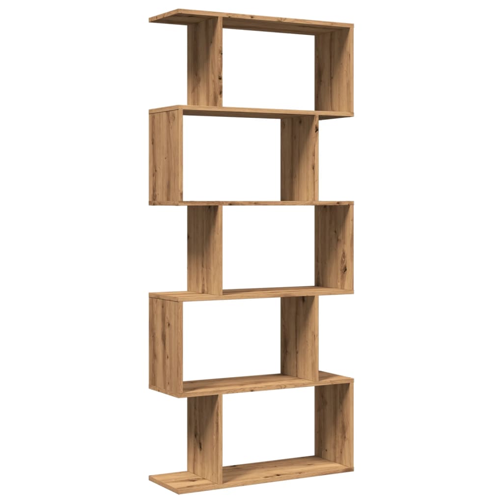 Romdeler bokhylle 5 lag artisan eik 70x24x161 cm konstruert tre