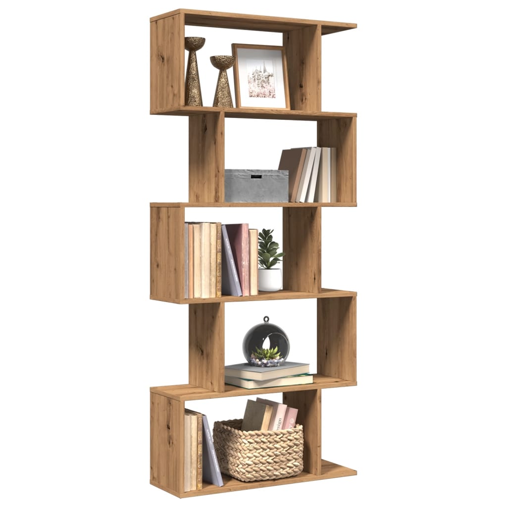 Romdeler bokhylle 5 lag artisan eik 70x24x161 cm konstruert tre